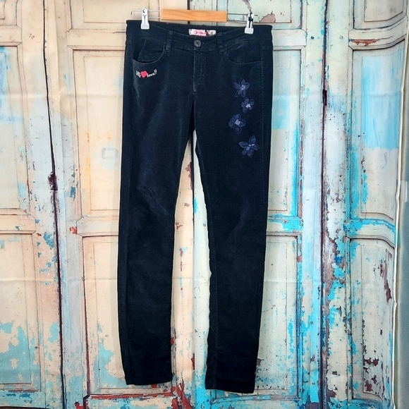 Desigual Velour Cotton Stretch Pants 38P2648 FLORES - Picture 3 of 9